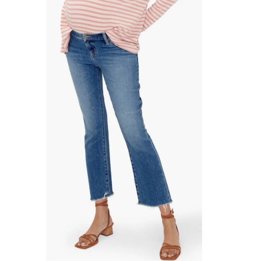 HATCH The Under The Bump Crop Maternity Jeans In Indigo Wash Size 30